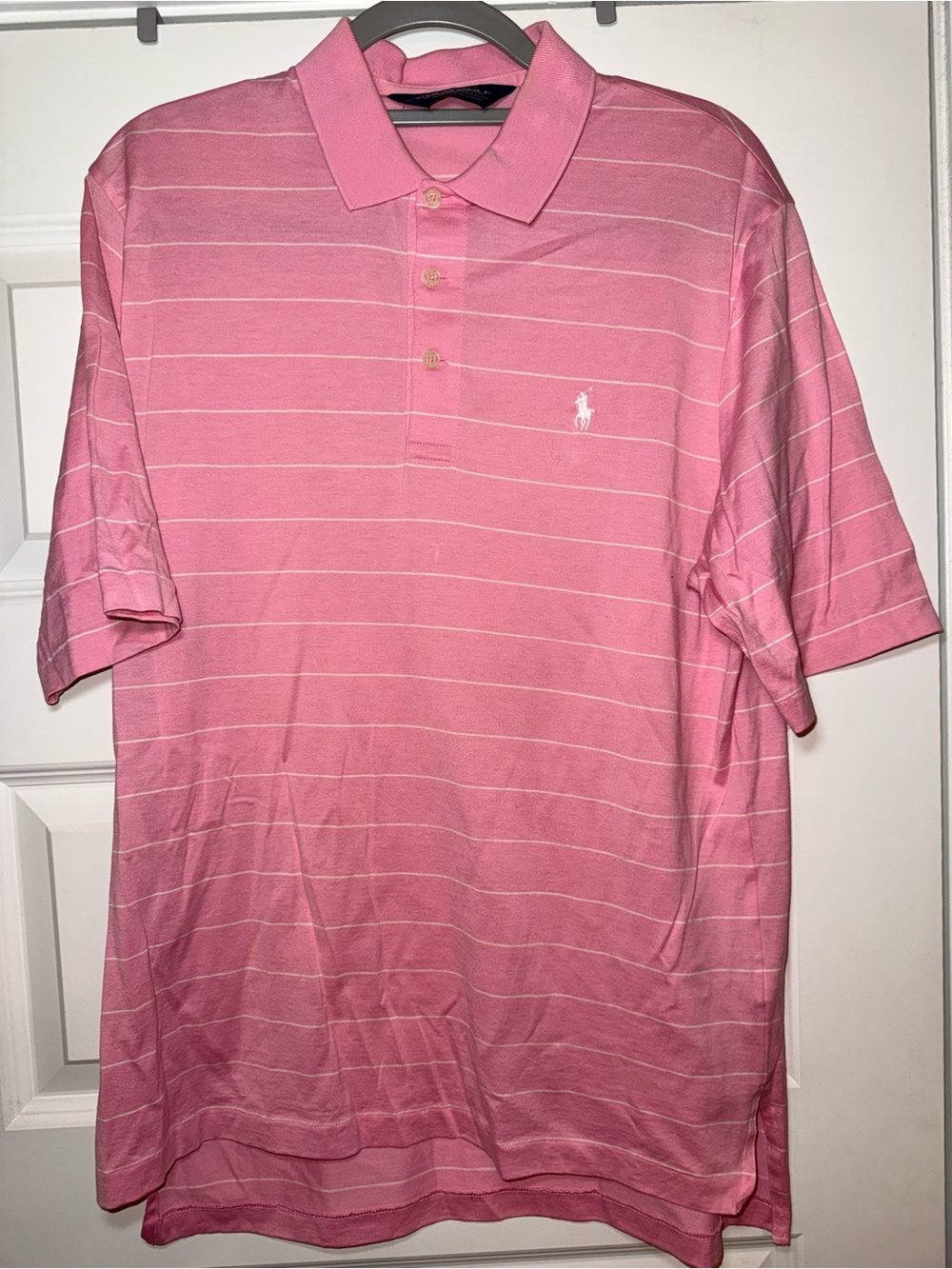 Ralph Lauren Pink & White Stripe Polo Shirt
